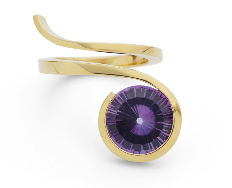 18 carat forged gold amethyst ring