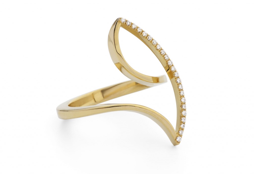 18 Carat Forged Gold Pave Diamond Ring
