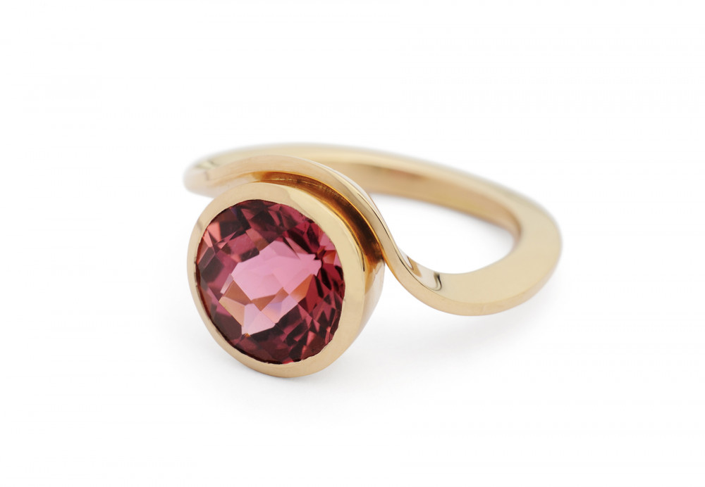 Forged rose gold and pink tourmaline dress ring