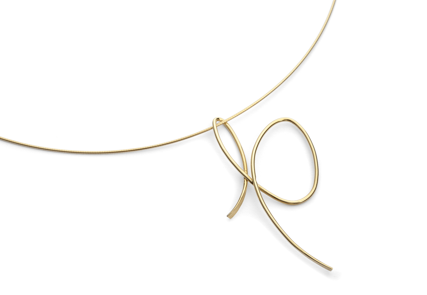 18 carat yellow gold wire loop pendant