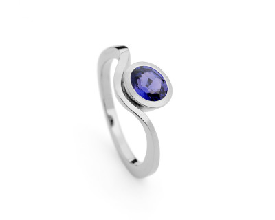 Blue spinel and white gold dress or engagment ring