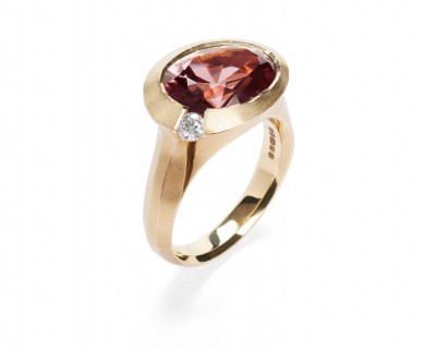 18ct rose gold zircon and diamond Arris cocktail ring