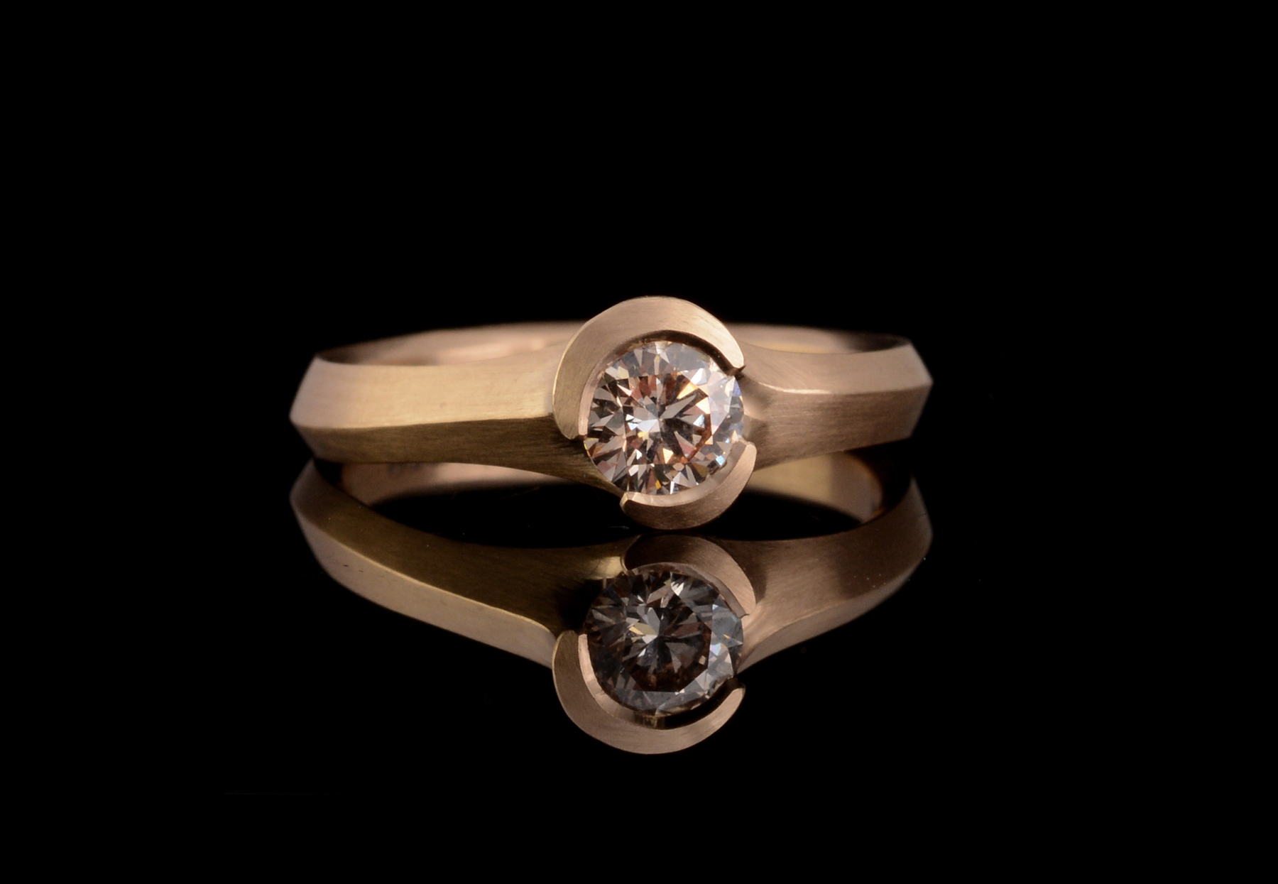 Rose gold and cognac diamond Arris ring