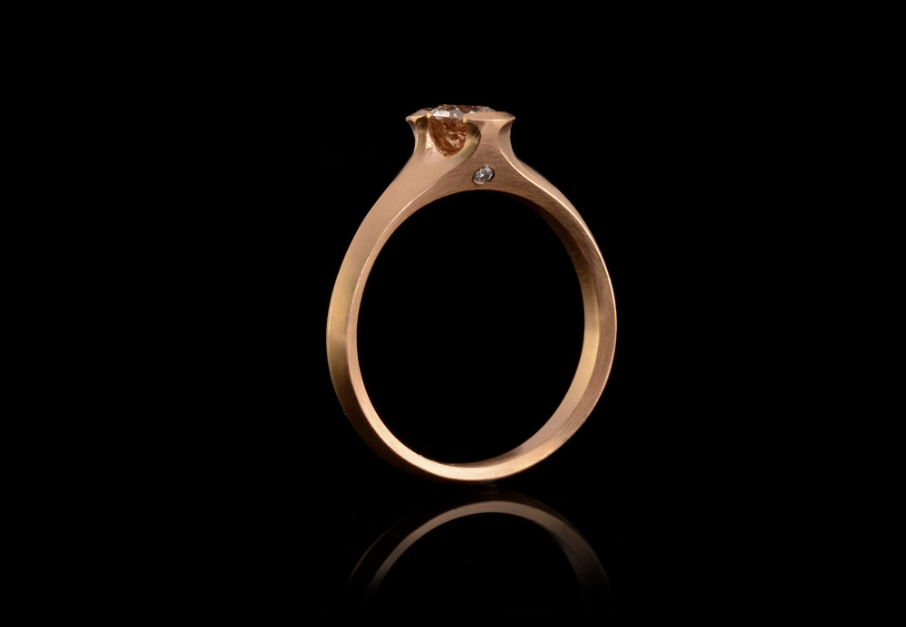 18ct Rose gold and cognac diamond Arris ring commission