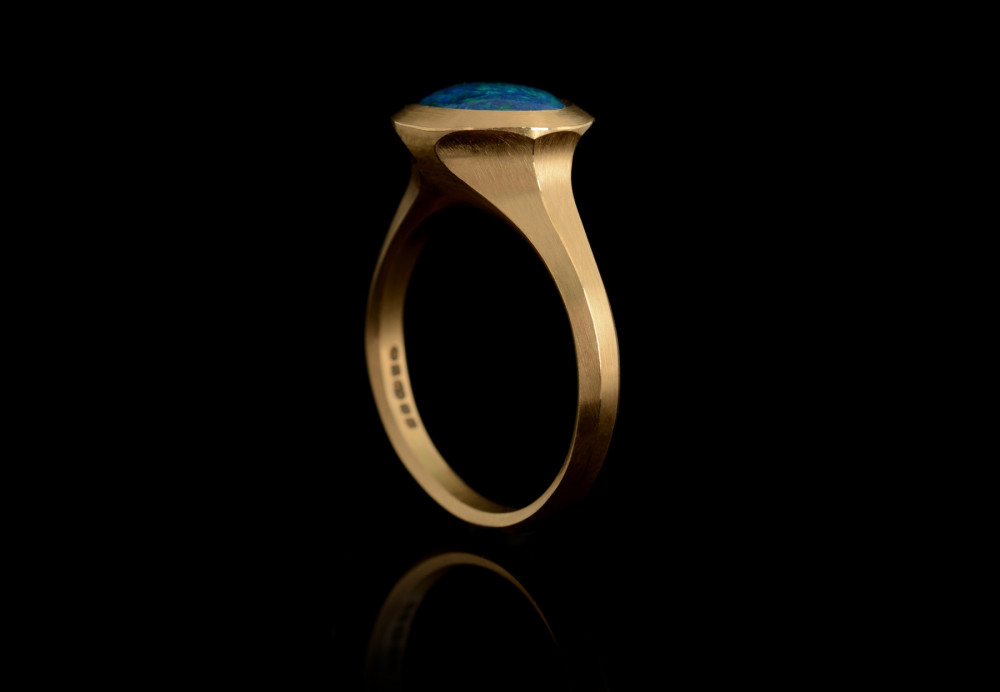 18ct yellow gold and opal Arris cocktail ring