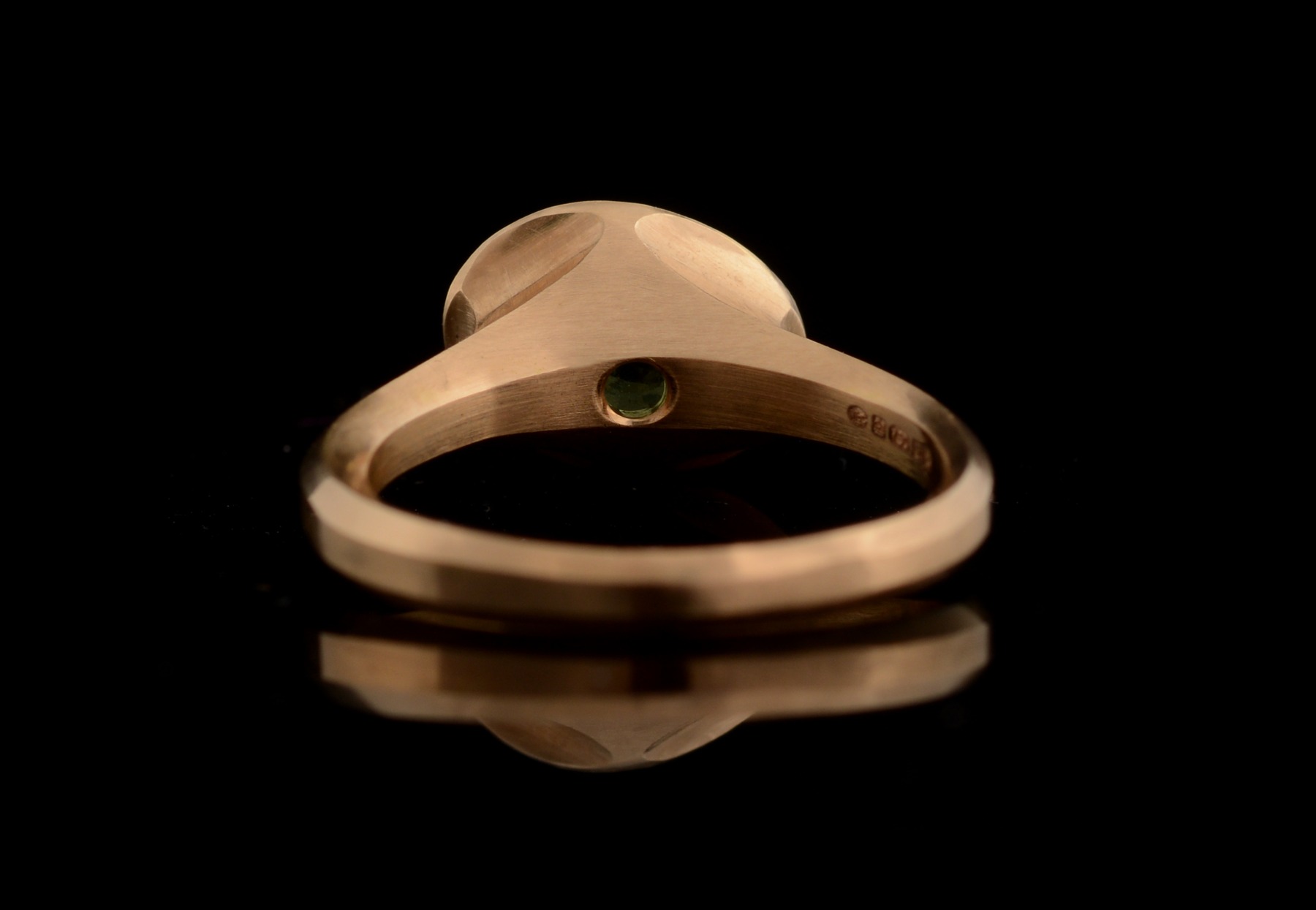 Oval tsavorite garnet white diamond and rose gold Arris ring