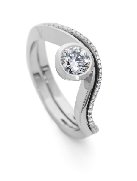 Balance platinum and diamond engagement and wedding ring set