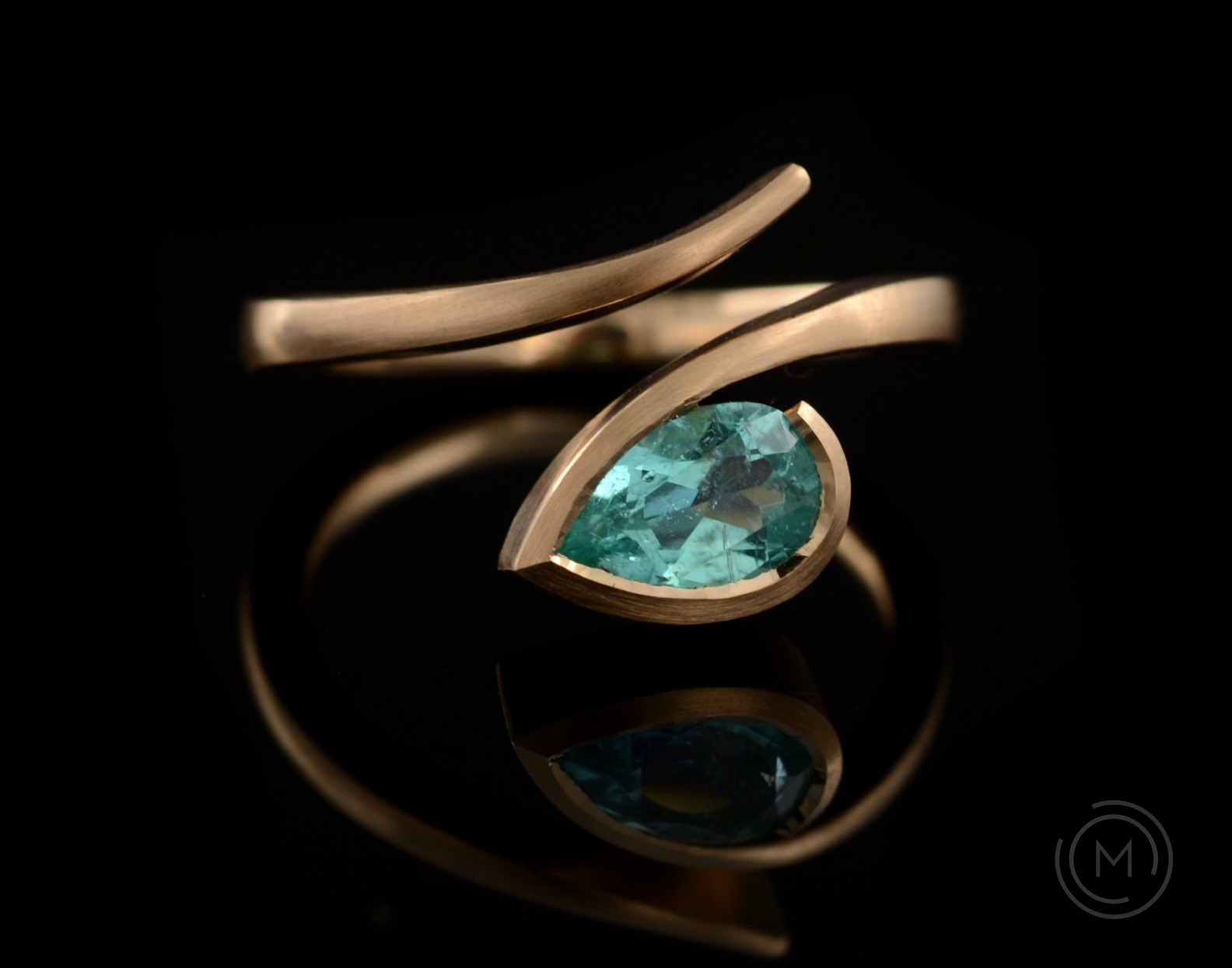 Bespoke rose gold engagement ring with blue paraiba tourmaline - McCaul Goldsmiths London