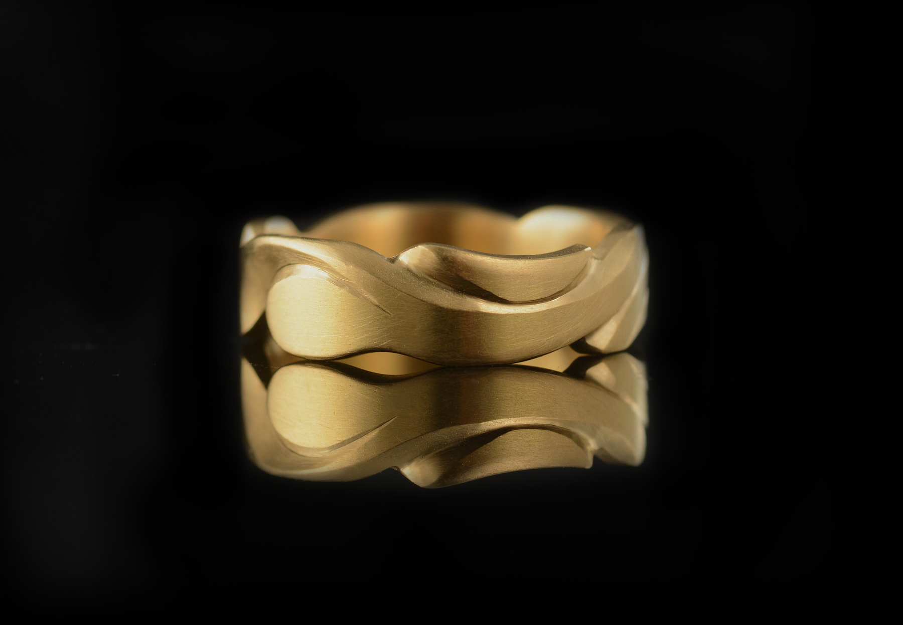 Hand carved and engraved gold pinky ring