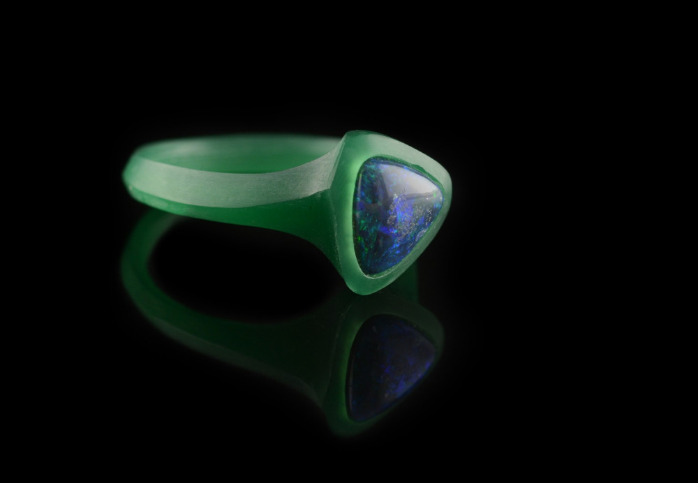 Carved wax model for opal cocktail ring