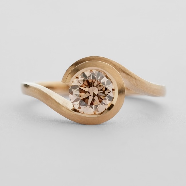 Cognac diamond engagement ring