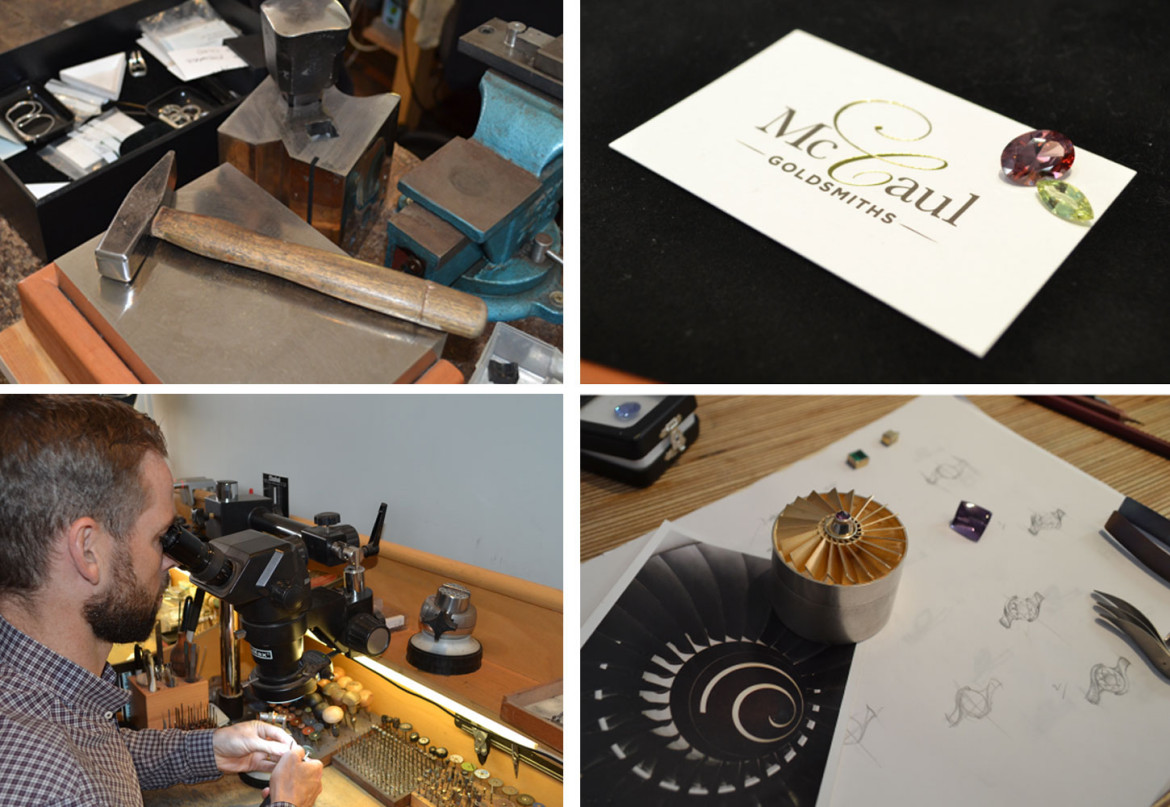 David McCaul jewellery workshop collage