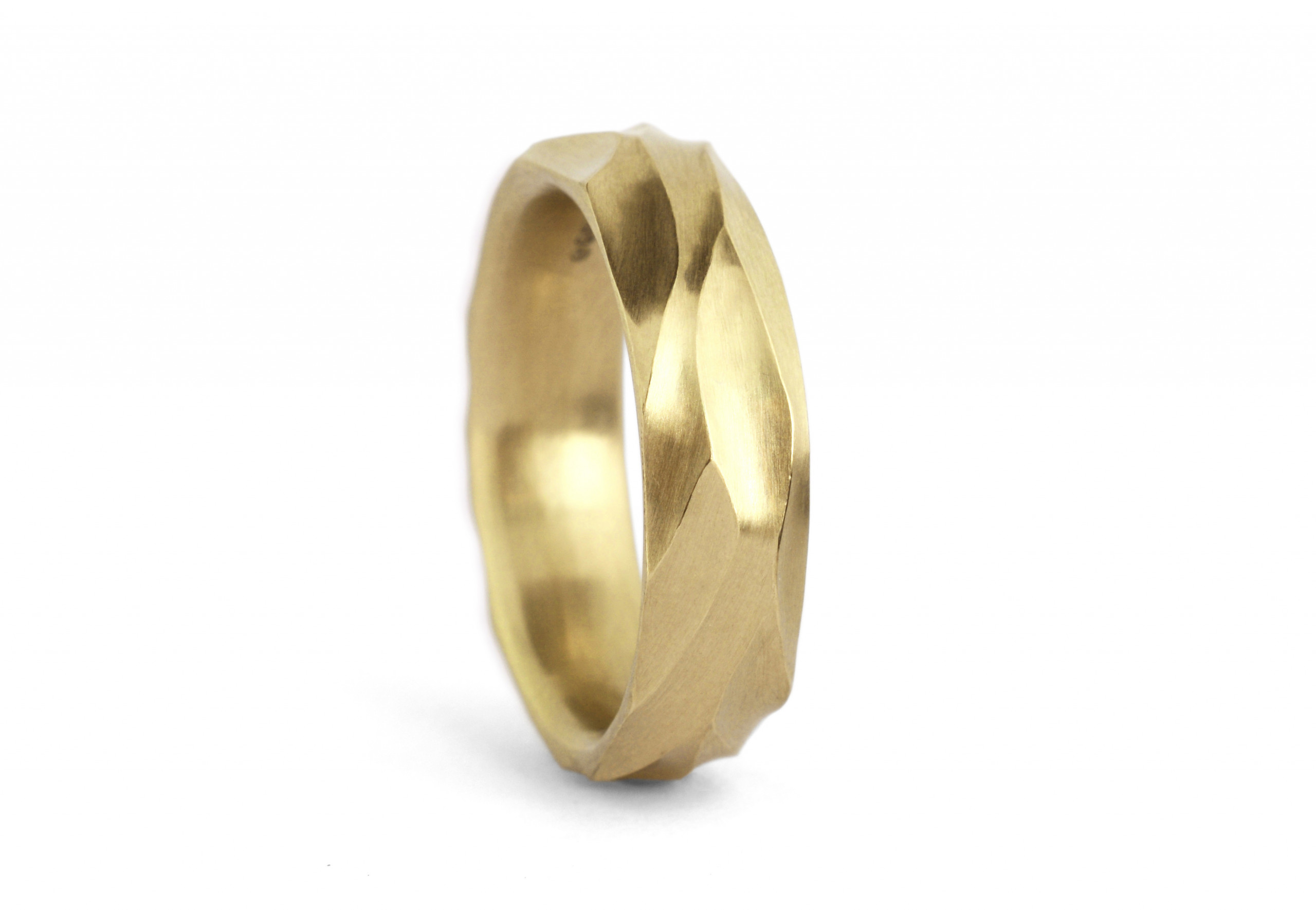 Dune - Hand carved mens 18ct yellow gold wedding band