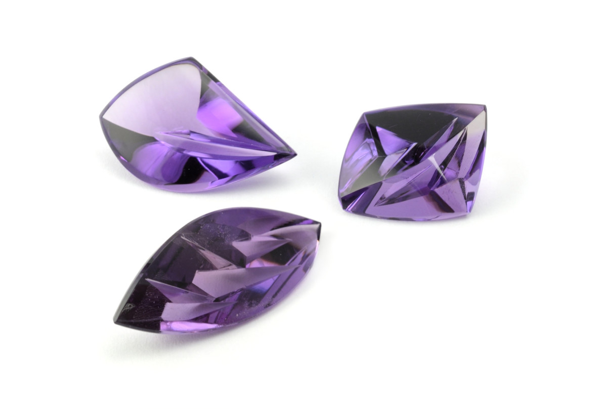 Fancy cut amethyst gemstones