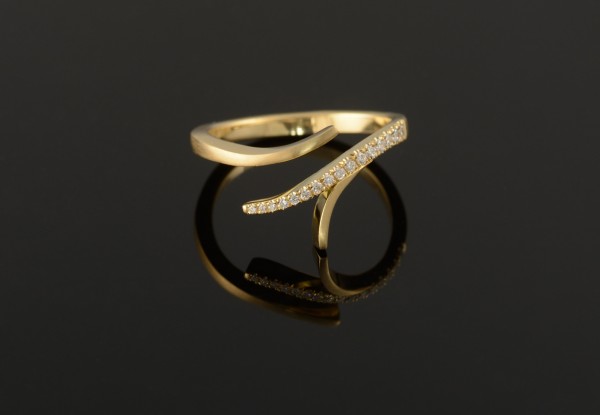 Forked yellow gold and diamond 'branch' ring
