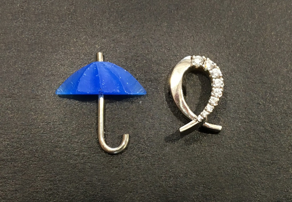 Hand carved wax for umbrella stud earring