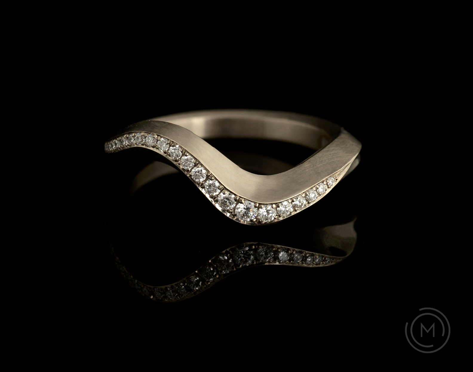 Modern white gold and diamond alternative engagement ring