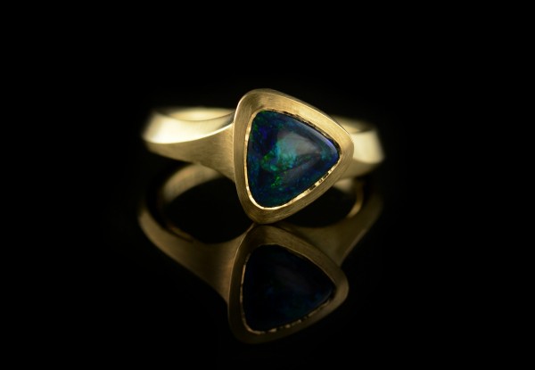 Hand carved gold and opal Arris cocktail ring