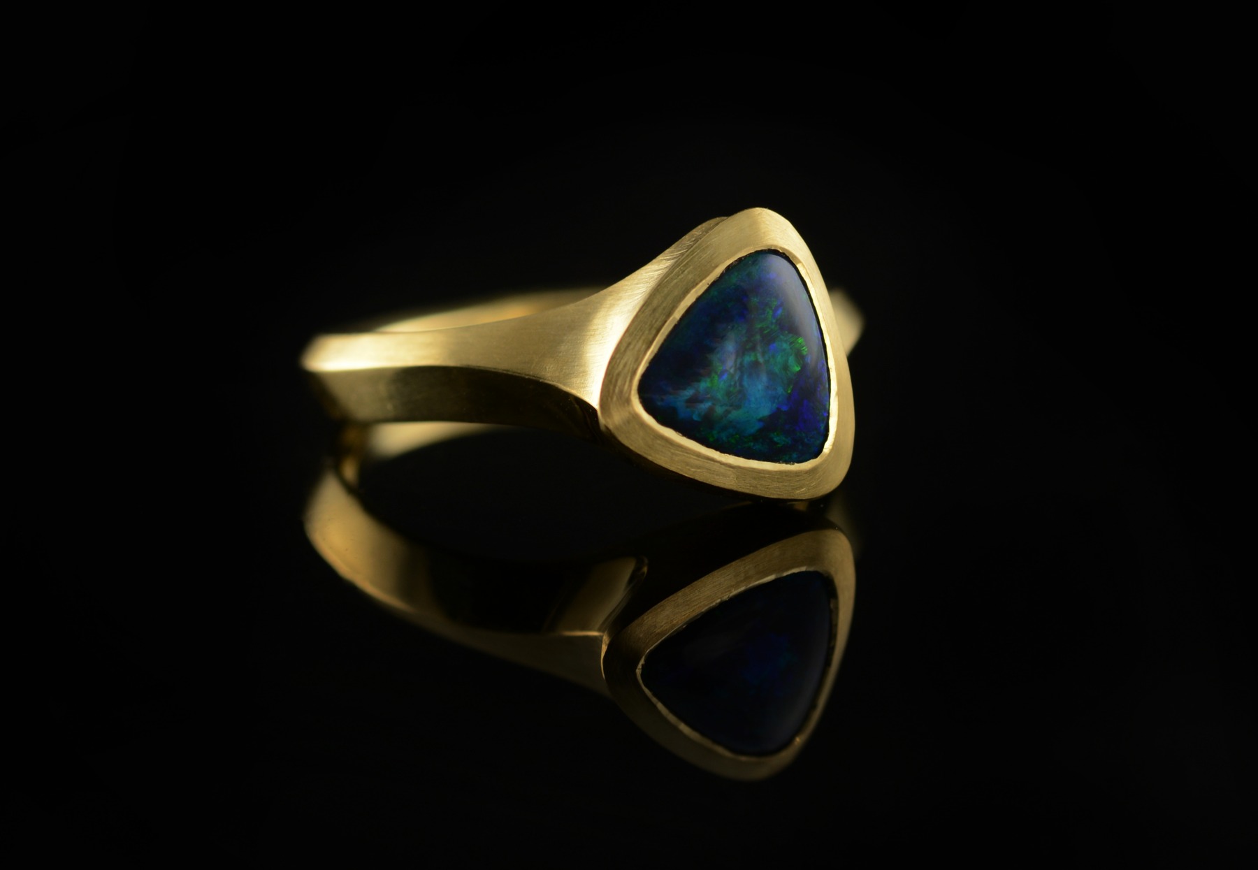 Hand carved gold and opal Arris cocktail ring commission