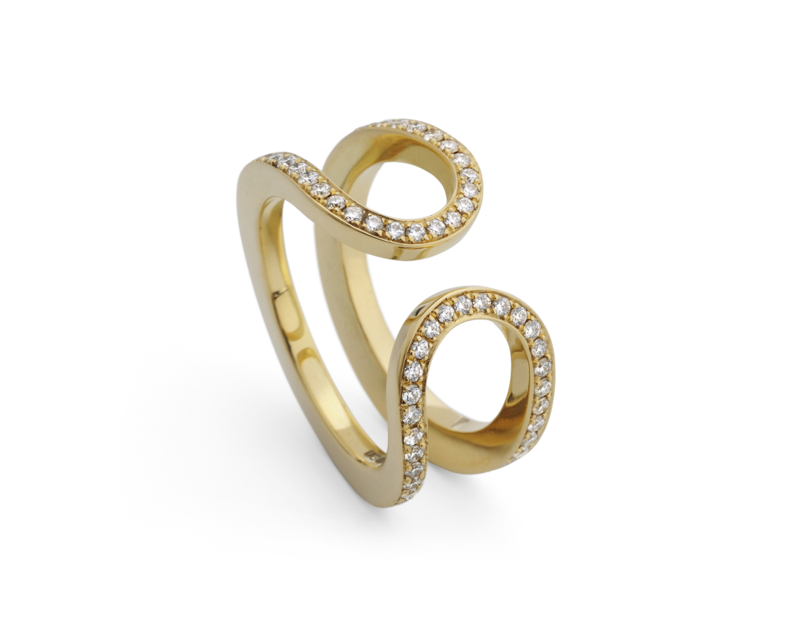 Open gold and diamond wedding ring