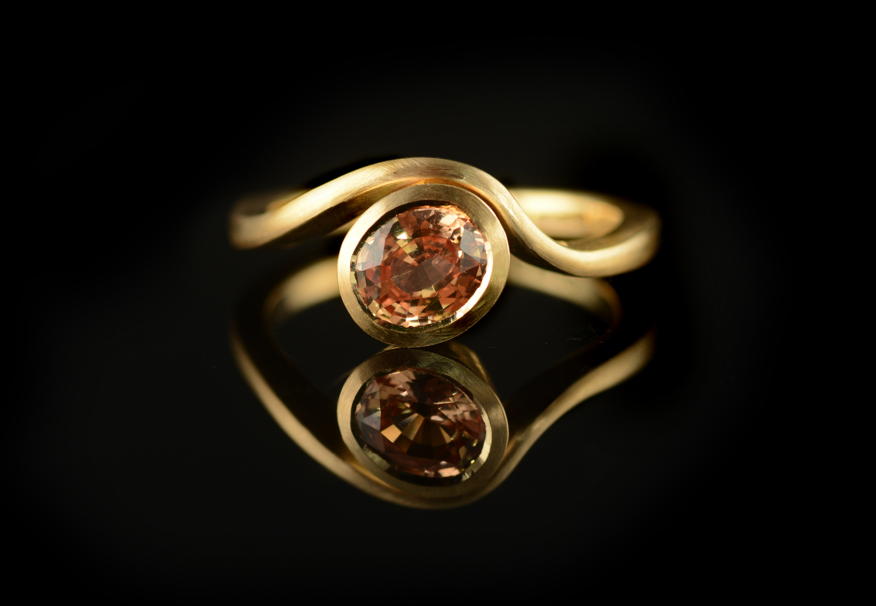 Orange sapphire and rose gold balance ring