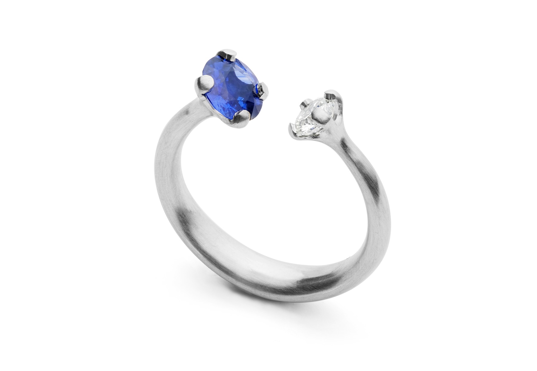 14K White Gold Modern Sapphire and Diamond Ring - Francis Jewellers