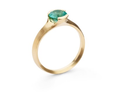 Carved rose gold Arris ring with Paraiba tourmaline