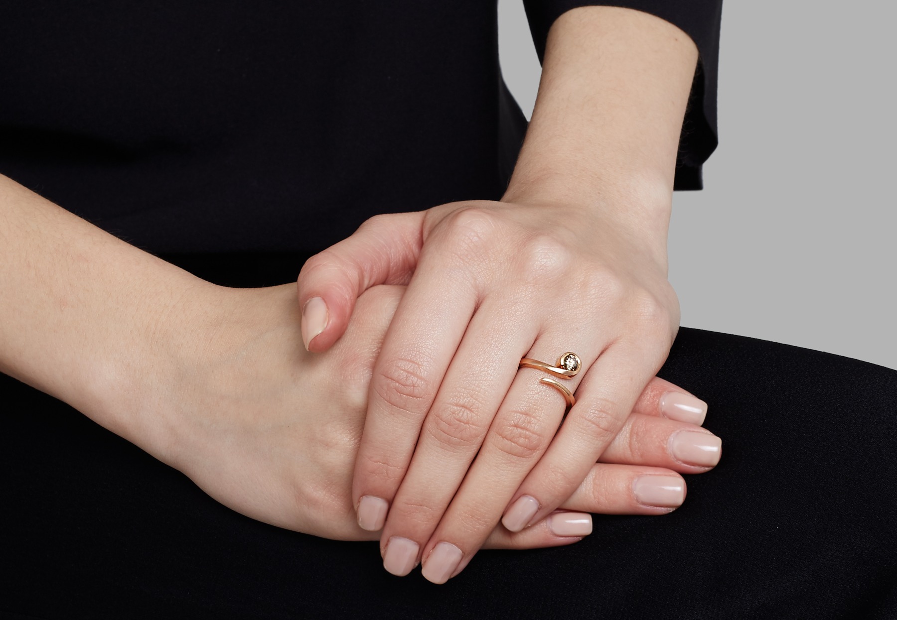 Alternative rose gold and cognac diamond engagement ring