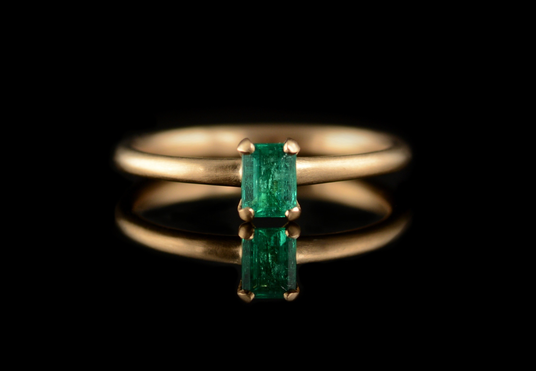 Bespoke rose gold and emerald 4-claw engagement ring
