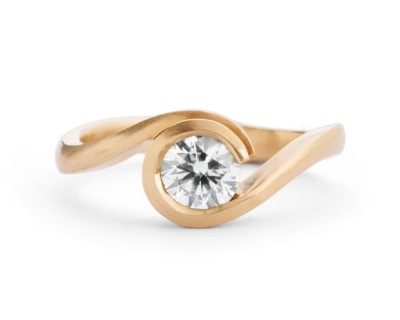 Rose gold and white diamond Wave engagement ring