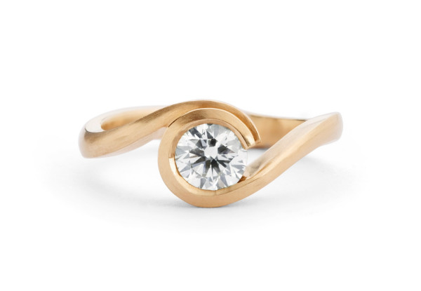 Rose gold and white diamond Wave engagement ring