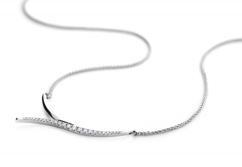 Serif white gold and diamond pendant