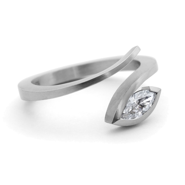 Contemporary engagement ring - platinum and white diamond