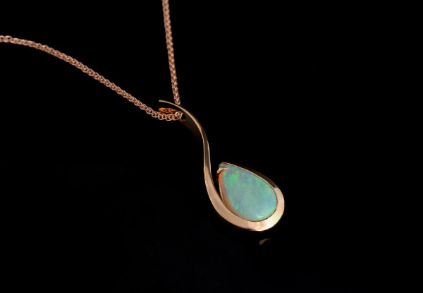Bespoke rose gold and opal Twist pendant