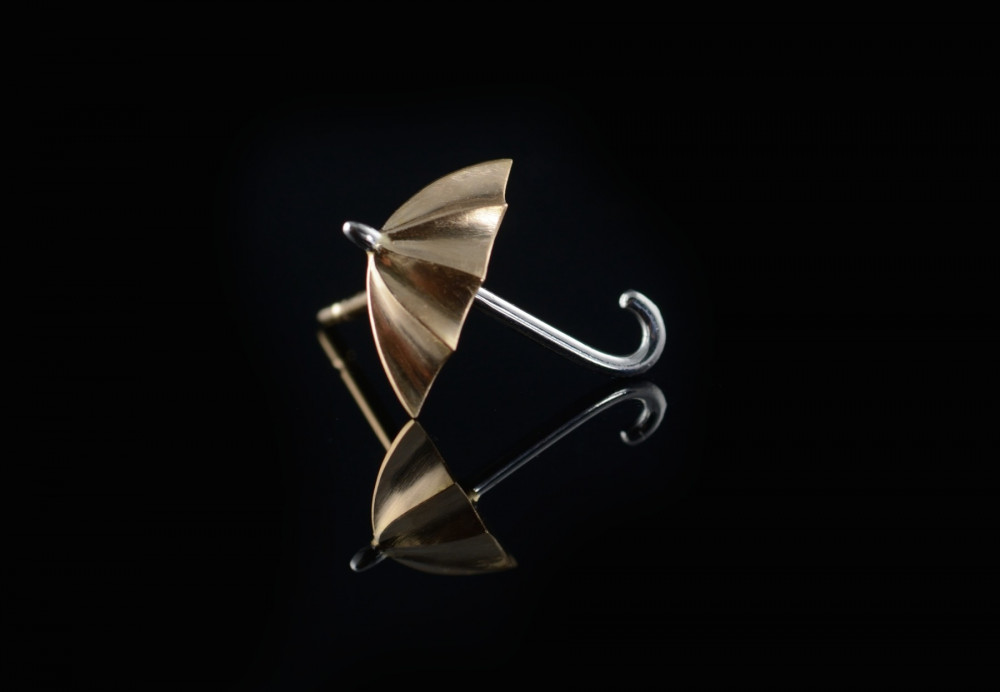 Rose gold and diamond umbrella stud earrings