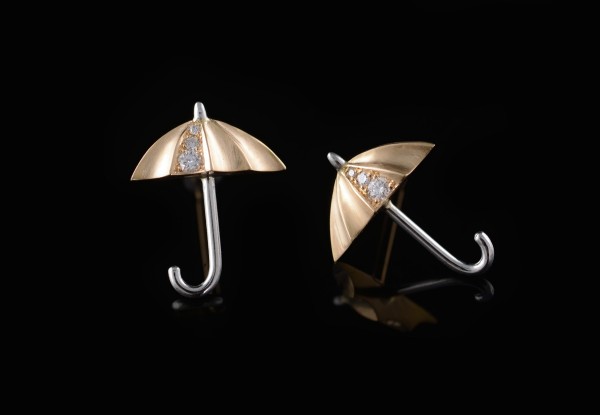 Rose gold and diamond umbrella stud earrings