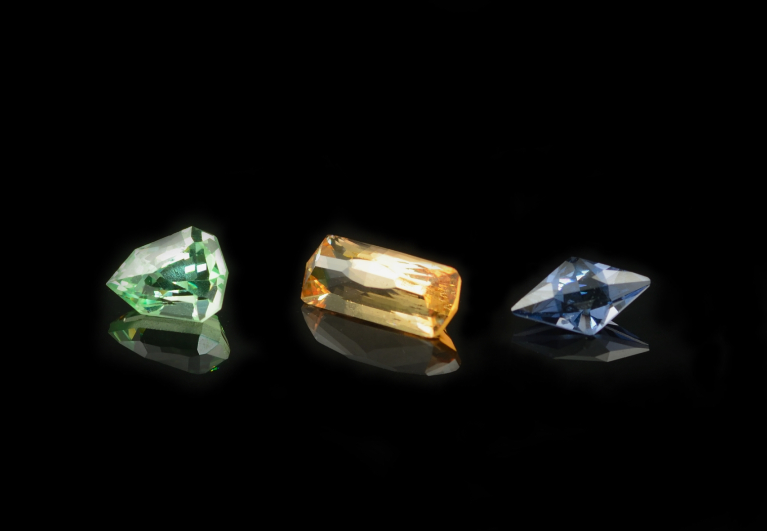 unusally cut coloured gemstones