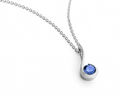deep blue sapphire twist pendant