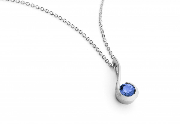 deep blue sapphire twist pendant
