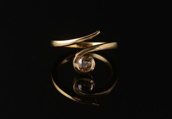 Cognac diamond and recycled yellow gold 'Twist' ring