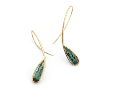 Forged 18 carat gold with green tourmaline drops
