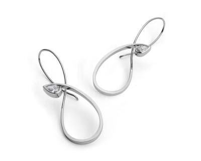 Forged platinum and diamond earrings