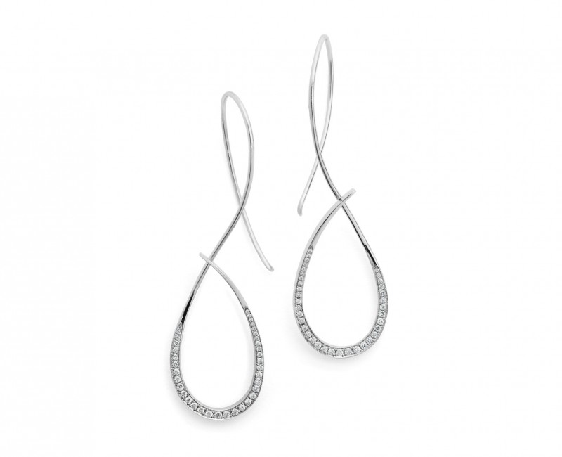 Forged platinum and pave diamond earrings