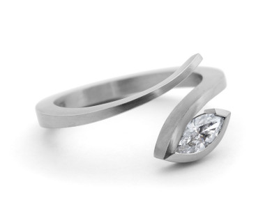 'Twist' platinum and marquise white diamond engagement ring