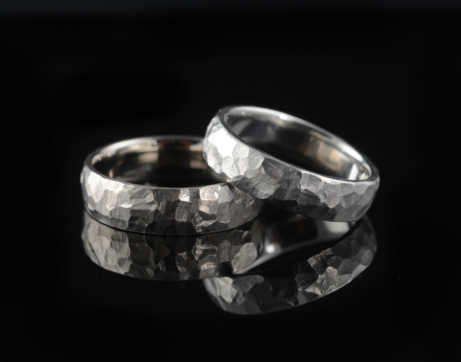 hammer textured mens wedding rings
