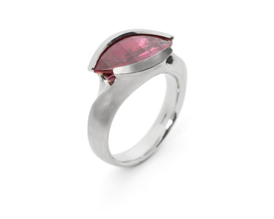 Hand carved rubellite tourmaline cocktail ring