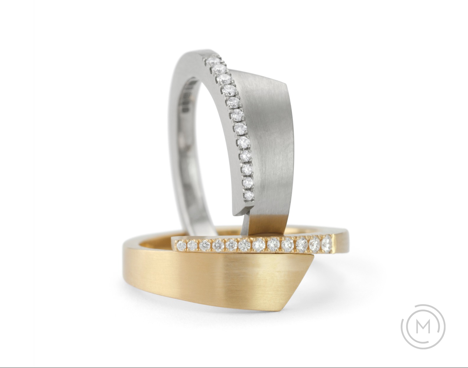 ladies unique forged gold and diamond wedding bands