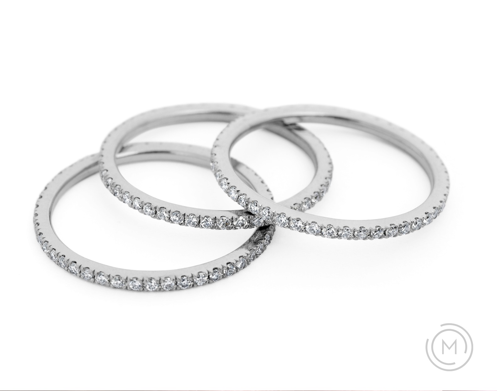 Minimal fine platinum diamond wedding bands