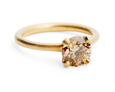 unique rose gold congnac diamond engagement ring