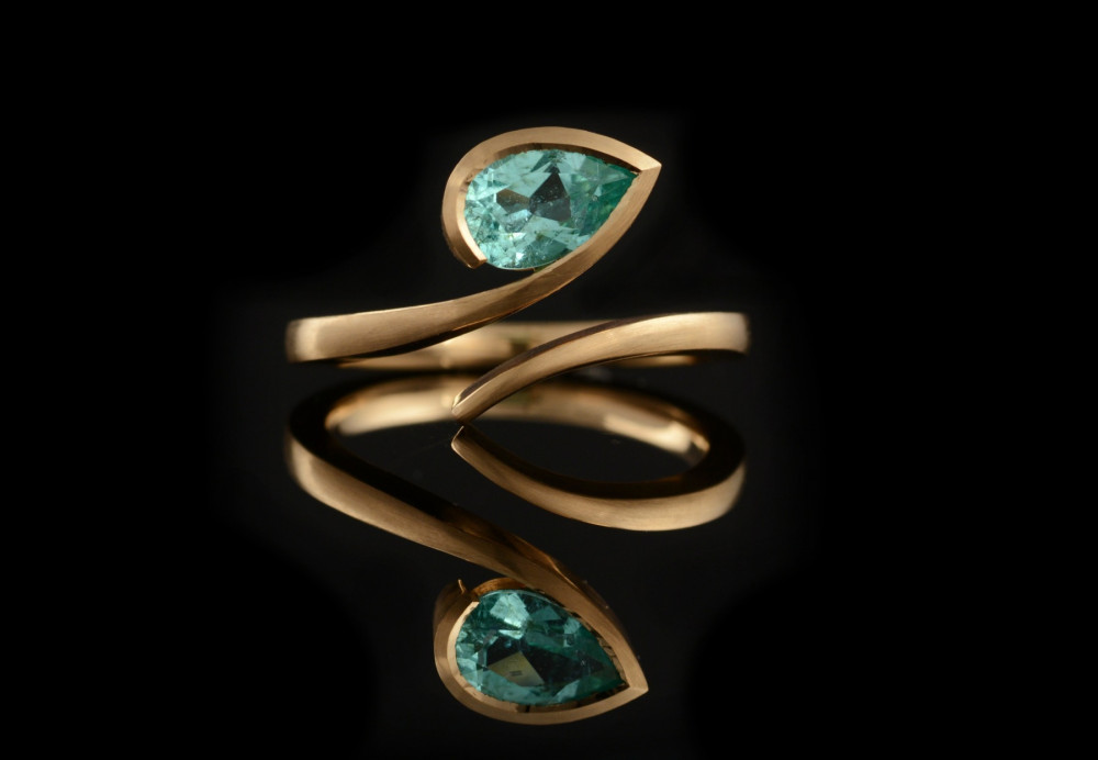 'Twist' rose gold and paraiba tourmaline engagement ring